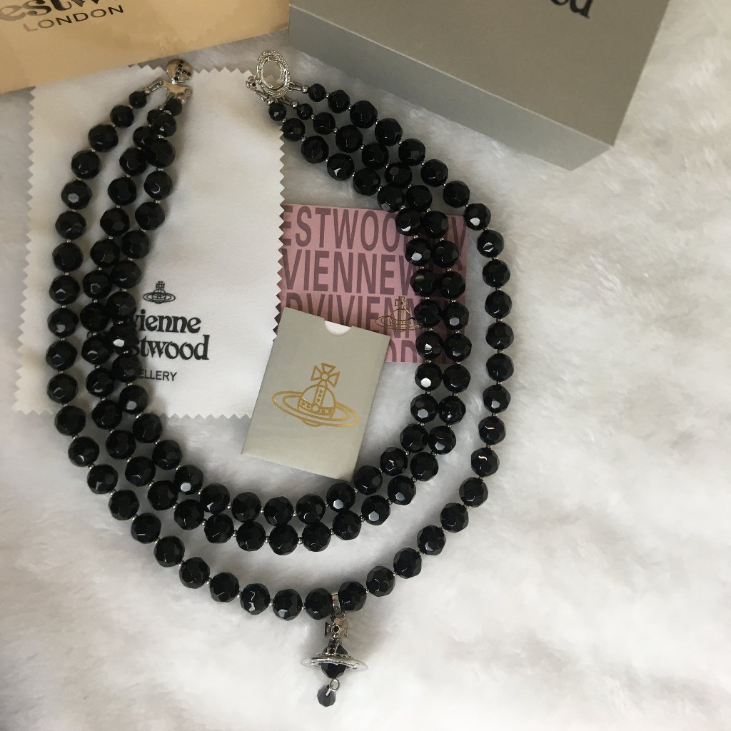 Vivienne Westwood Three Row Pearl Bas Relief Choker In Silver Brand New